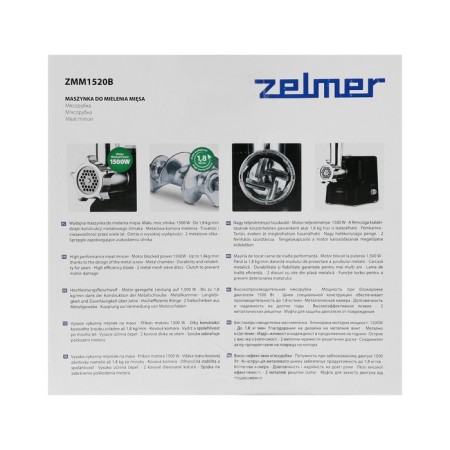 Selmer ZMM1520B meat grinder, 1,500 watts, 1.5 kg/min, nozzle for sausages, black-11