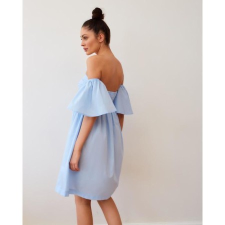 Dress with open shoulders MIST, size 48, blue color-2