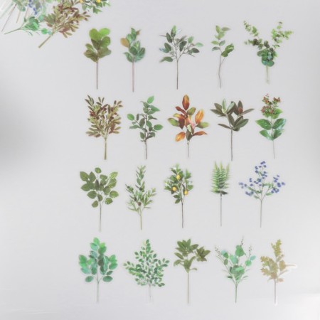 Stickers for creativity PLC PVC "Green leaves" set 40 pcs 9x10.5 cm