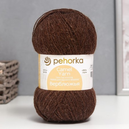 Camel yarn 65% camel wool, 35% acrylic volume 600m/100g (251 brown)-8