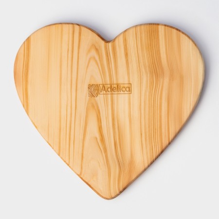 The copyright exchange with epoxy food resin "Heart" ADELICA, 25 × 27 cm, whole cedar, MIX drawing-6