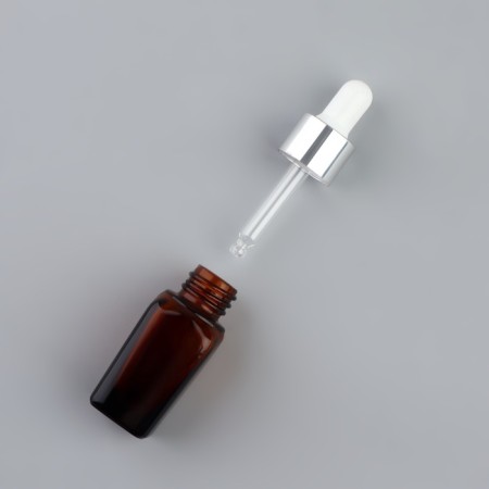 A glass bottle for storage with a pipette, 10 ml, brown/white color-2