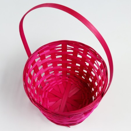 Wicker basket, D19 x 9.5 x 32 cm, pink, bamboo-3