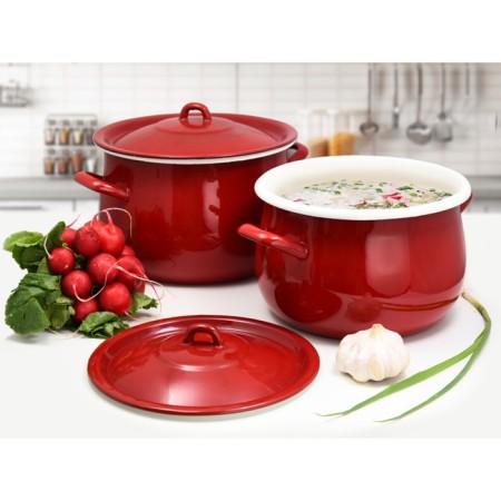 Pan with a lid, d = 20 cm, induction, red color-9