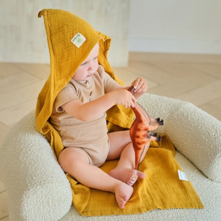 Toward Corner Muslim crumb I, 75x75 cm, mustard color, 100% cotton, 3-p, 180 g/m2-3
