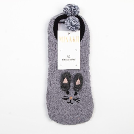Women's socks Minaku with stoppers "Bunny", river 36-39-3