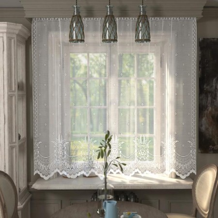 Tulle to the kitchen without curtain tape, 210x165 cm, white color, 100% polyester