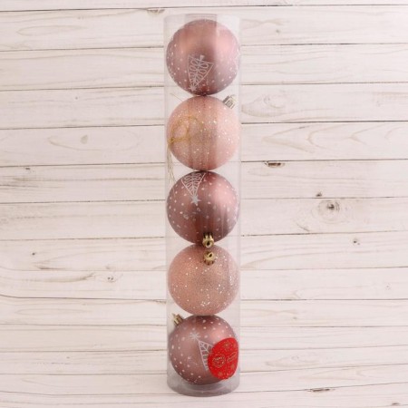 Set of balls plastic D-8 cm, 5 pcs "Christmas tree" mix-1