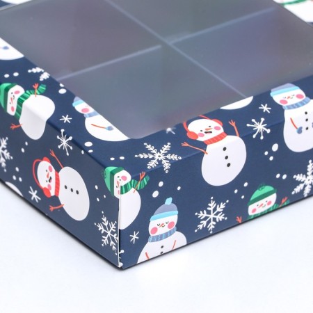 Box for sweets 4 pcs, 12.6 x 12.6 x 3.5 "Snowman"-7