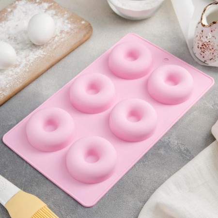 The form for baking the share of “sweets”, silicone, 29 × 17 cm, 6 cells, d = 6.8 cm, color mix-7