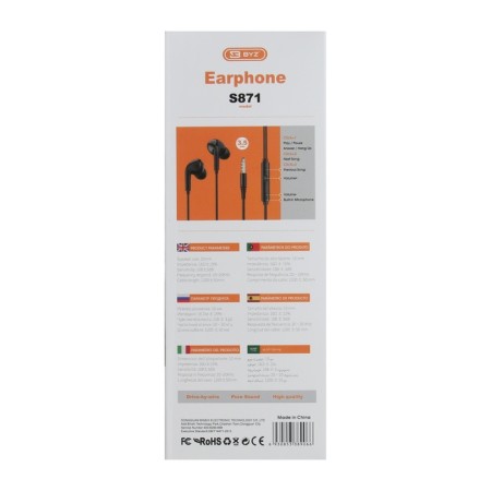 Nauschiks byz S871, wired, vacuum, microphone, 3.5 mm, 1.2 m, black-3