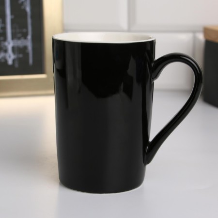 Ceramic mug with a spoon and lid "Walner of the peaks", 400 ml, black color-3