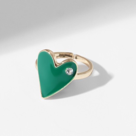 The ring "Heart" is smooth, the color is green in gold, dimensionless