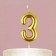 Candle for a cake, number "3", gold, 4 x 10 cm.