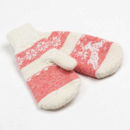 Women's mittens, white/red color, size 20-22-1