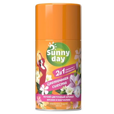 Sunny Day freshener "Flower siesta", Fixed cylinder, 250 ml