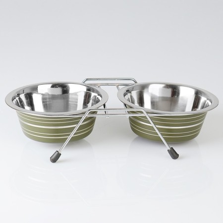 A set of 2 colored bowls on a stand, 2 x 450 ml-1