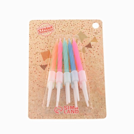 Candles for the Neon cake, 10 pcs, mix, 7 cm-7