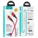 Hoco U93 cable, USB - Lightning, 2.4 A, 1.2 m, indicator, red