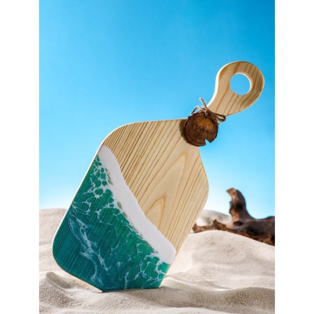 Board Board ADELICA, with epoxy food resin, 17 × 38 × 2.5 cm, whole cedar, MIX drawing