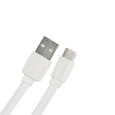 Type -C cable - usb, 2.4 a, 1 m, charging + data transfer, flat, package, white-1