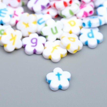 Beads for creativity plastic "English letters on the flower" set 20 grams mix 1.2x1.2 cm-1
