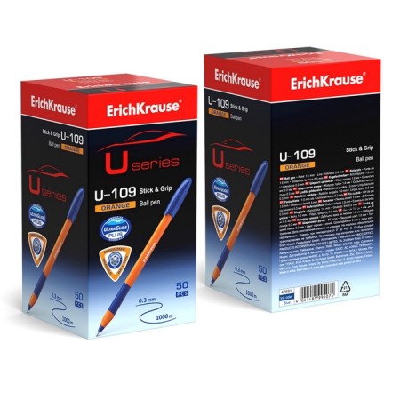 Ballpoint handle Erichkrause U-109 Orange Stick & Grip, needle node 1.0 mm, blue, ultra-soft letter-7