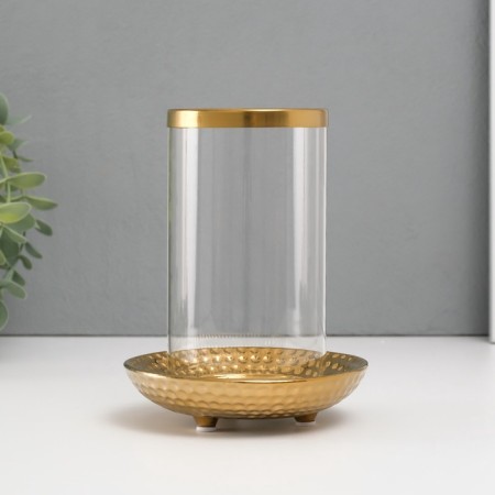 Ceramics candlestick, glass for 1 candle "Moro" d = 8 cm gold 12x12x17.2 cm-1