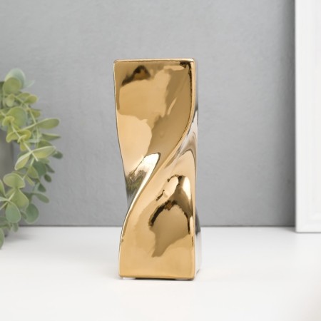 Ceramics candlestick per 1 candle "bend" d = 3.5 cm gold 6.5x6.5x17.5 cm-2