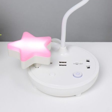 Table lamp "Universal" LED 5W 3000k 2 sockets 2xusb2.0 White 13x13x37cm Risalux-12