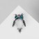 Brooch "Owl Round", white-blue color in black silver