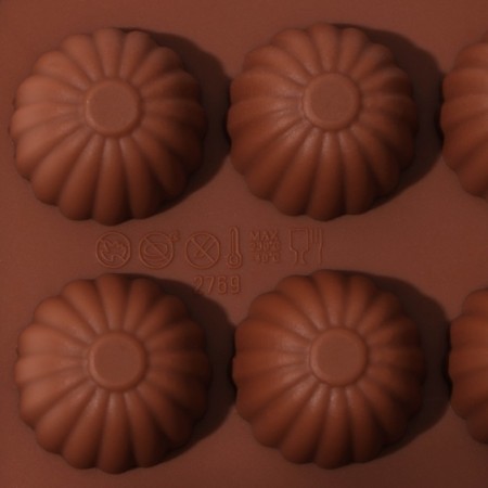 Form for chocolate “Assorted”, silicone, 21.5 × 10.4 × 1.5 cm, 15 cells, brown color-5