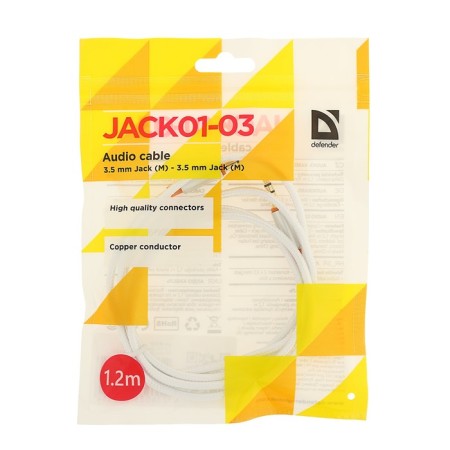 Audio Defender Jack01-03, Jack 3.5 mm (M) -Jack 3.5 mm (M), 1.2 m, white-1