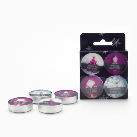 Tea New Year's candles “left only..”, without aroma, set 4 pcs, diam. 3.7 cm-1