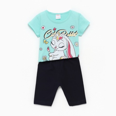 Kit (T -shirt/bicycle) for the girl, mint color, height 80cm