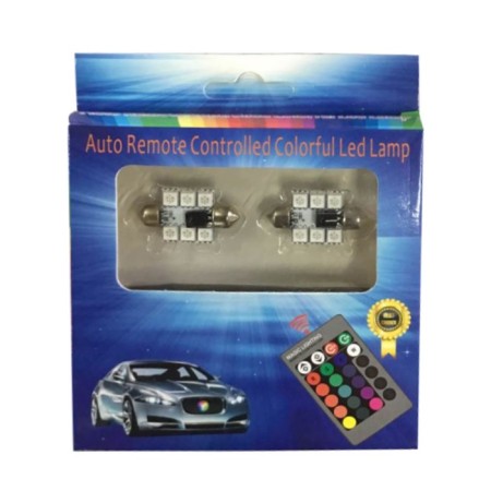 Auto Stuffing LED C5W, 12 V, 6 SMD, 36 mm, multi -glow, remote control, set 2 pcs-1