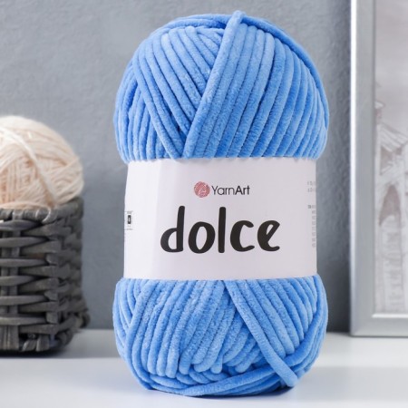 Yarn "Dolce" 100% micropoliester 120m/100g (777 bright blue)-1