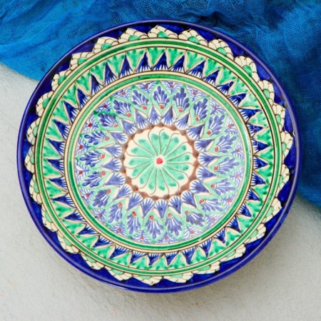 The plate of the Rishtan ceramics "Patterns", blue, deep, 20 cm-1