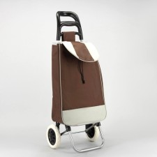 Household bag on wheels, department on the lace, load up to 25 kg, brown color