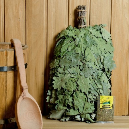 Set of Extra Venik from the Caucasian oak with a tea drink "rest", in individual packaging