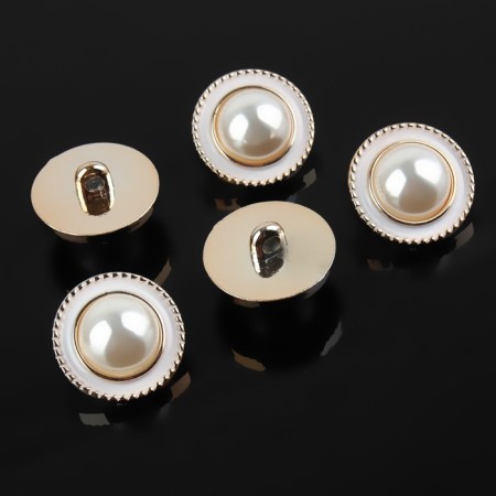A set of buttons on the leg, d = 21.5 mm, 5 pcs, pearl/gold color-1