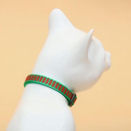 Collar + New Year's suspension "Snowflake", 30 x 1 cm, kapron, green-3
