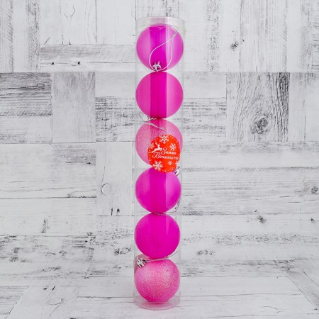 Set of balls plastic D-6 cm, 6 pcs "Neon" pink-1