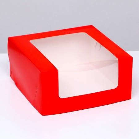 Confectionery packaging with a window, red, 21 x 21 x 10 cm