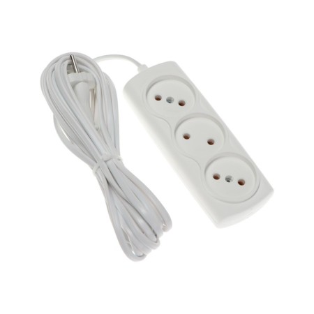 Extension cord Luazon Lighting Eco, 3 sockets, 4.5 m, 6 A, 1300 W, SHVVP 2x0.75 mm2, without salary, white-2