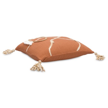 Decorative terracotta pillow with Geometry Ethnic applique, size 30x45 cm-6