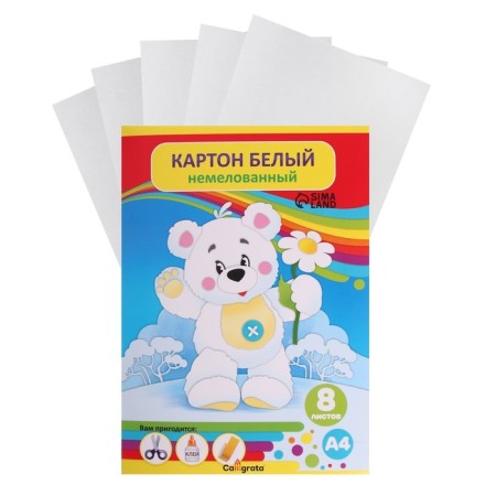 White cardboard A4, 8 sheets "White Bear", Non -Military, 220 g/m2-4