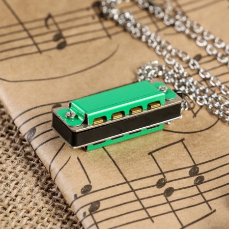 Music Life 4 Harly Harly, 8 tones, 3.5x1.5x1cm, chain 28cm, green-1