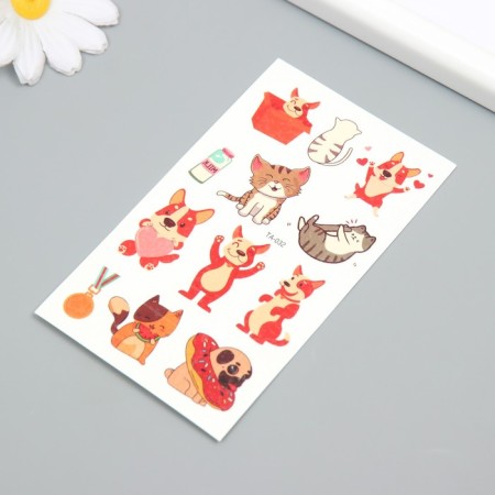 Tattoo on the body color "cats and dogs" mix 6.8x12 cm-4