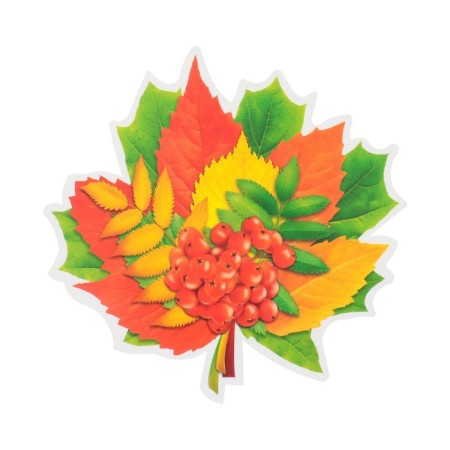 Decoration on the adhesive tape "Autumn Bouquet" Red, Green, 18x18 cm